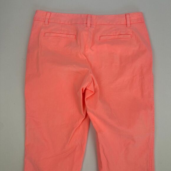 Calson Neon Highlighter Coral Chino Pants Cotton Spandex Stretch Size 8 - Picture 10 of 14